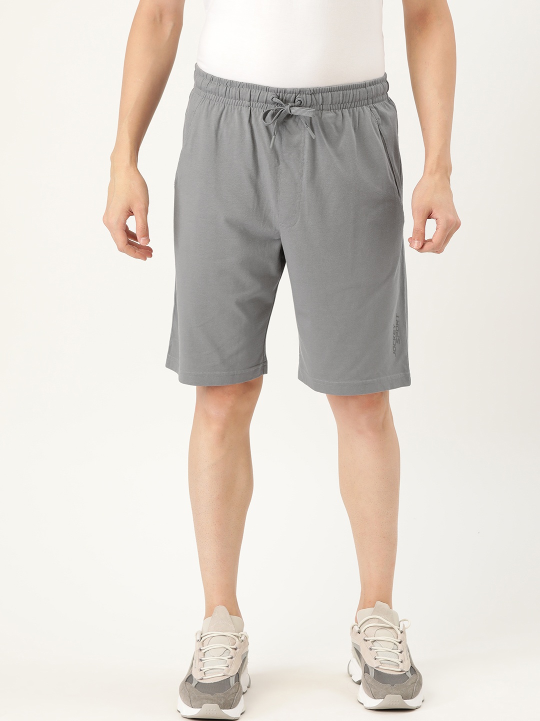 

Jockey Men Grey Pure Cotton Solid Regular Shorts