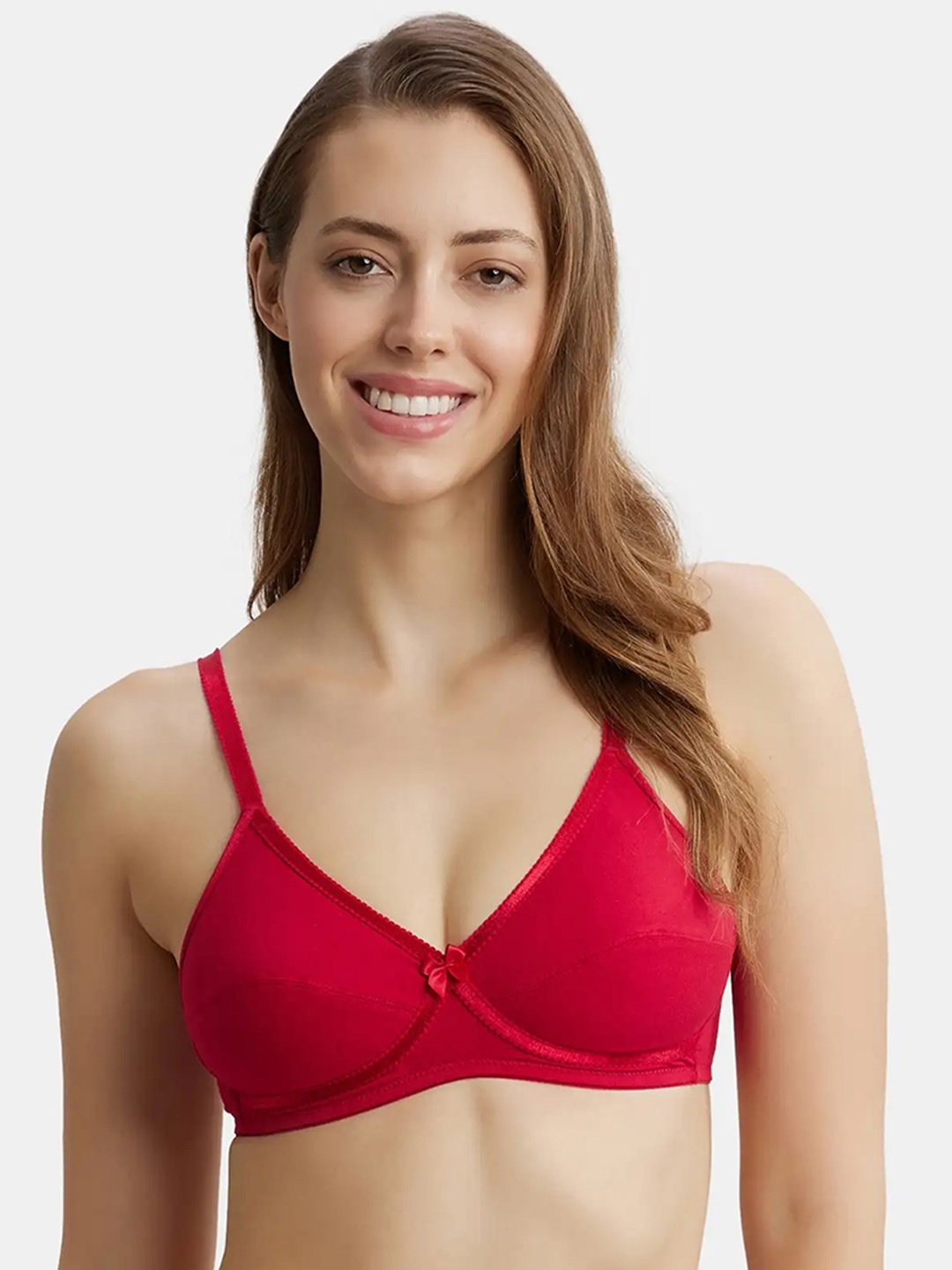 

Jockey Wirefree Non Padded Cotton Medium Coverage Cross Over Everyday Bra-1242, Red