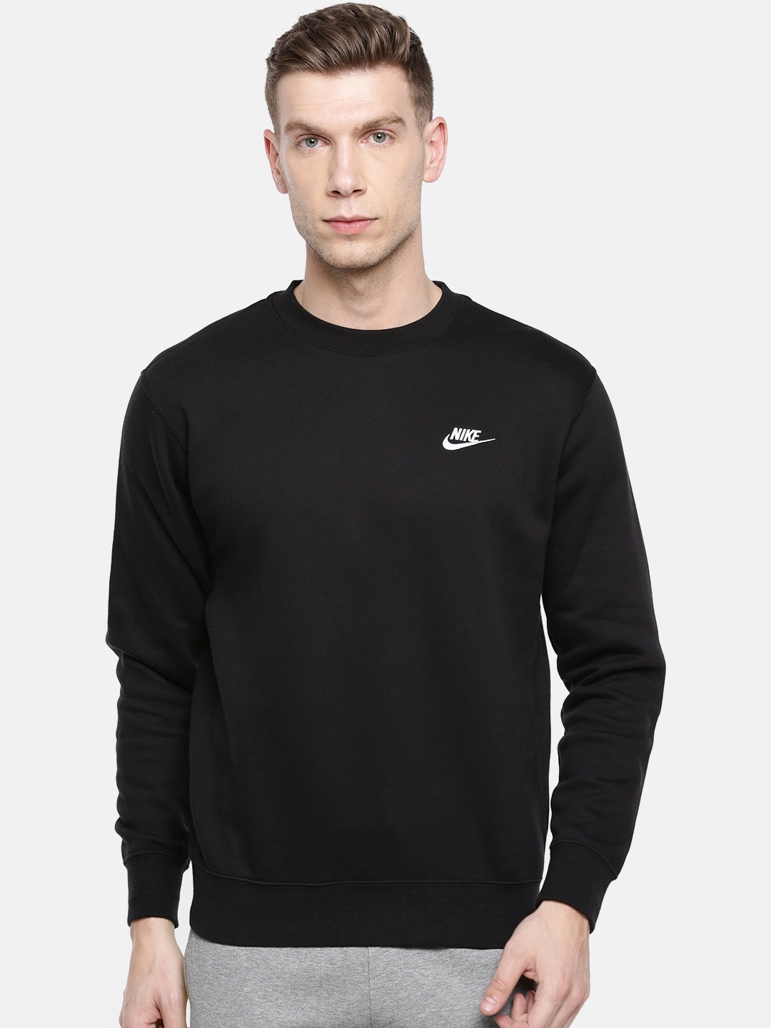 

Nike Men Black Solid CLUB Sweatshirt