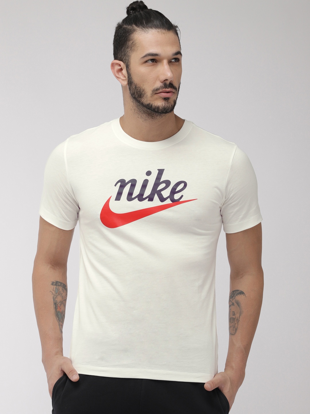 

Nike Men Off-White Printed Round Neck HERITAGE+ HBR Pure Cotton T-shirt
