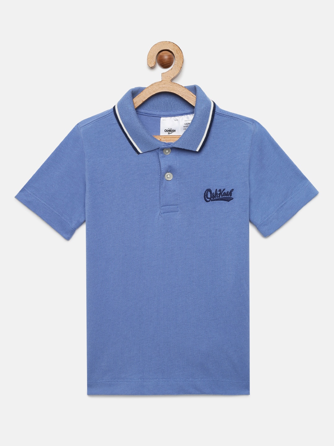

OSHKOSH Bgosh Boys Blue Solid Polo Collar Pure Cotton T-shirt