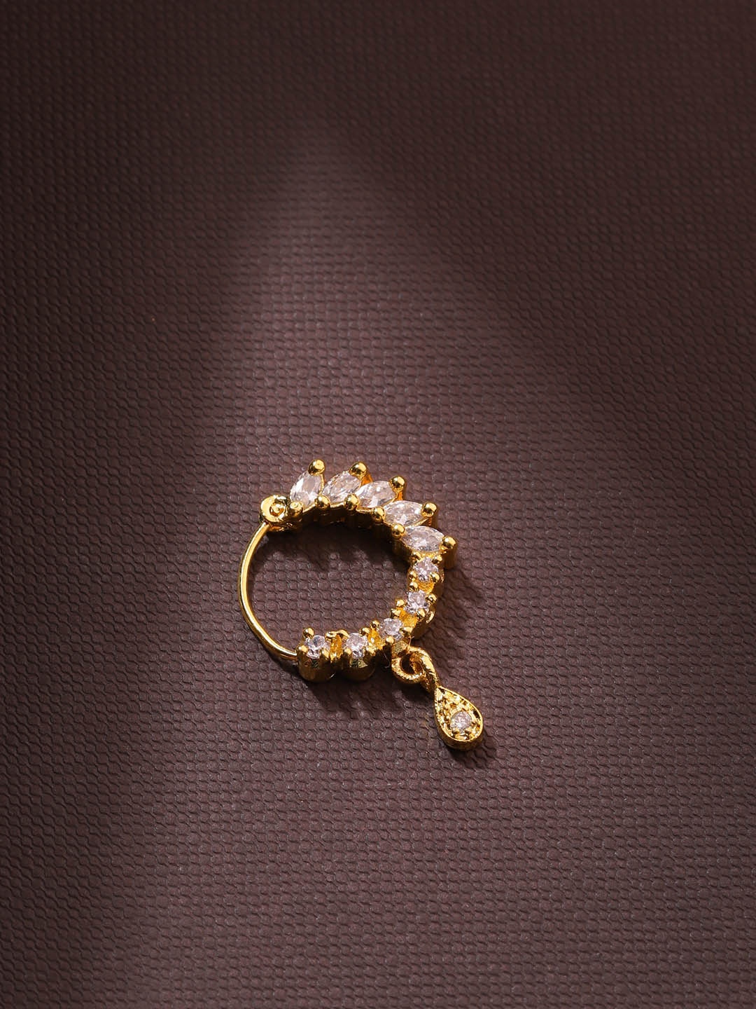 

Priyaasi Gold-Plated American Diamond Studded Nose Ring