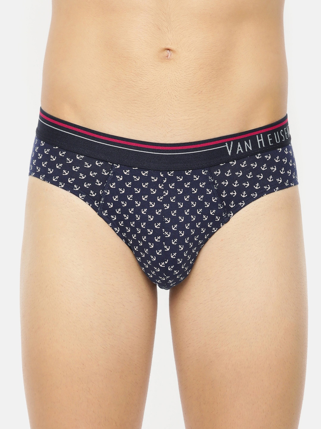 

Van Heusen Men Black Printed AntiBacterial Super Soft Briefs 10006, Navy blue