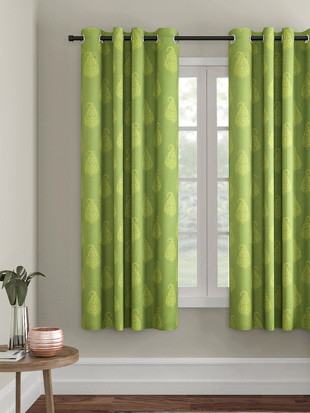

Soumya Green Set of Single Window Curtains
