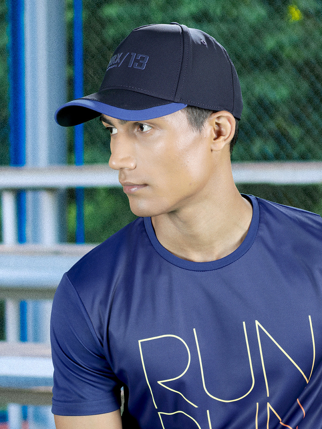 

HRX by Hrithik Roshan Men Navy Blue Solid Training Dry Fit Sweatband Cap