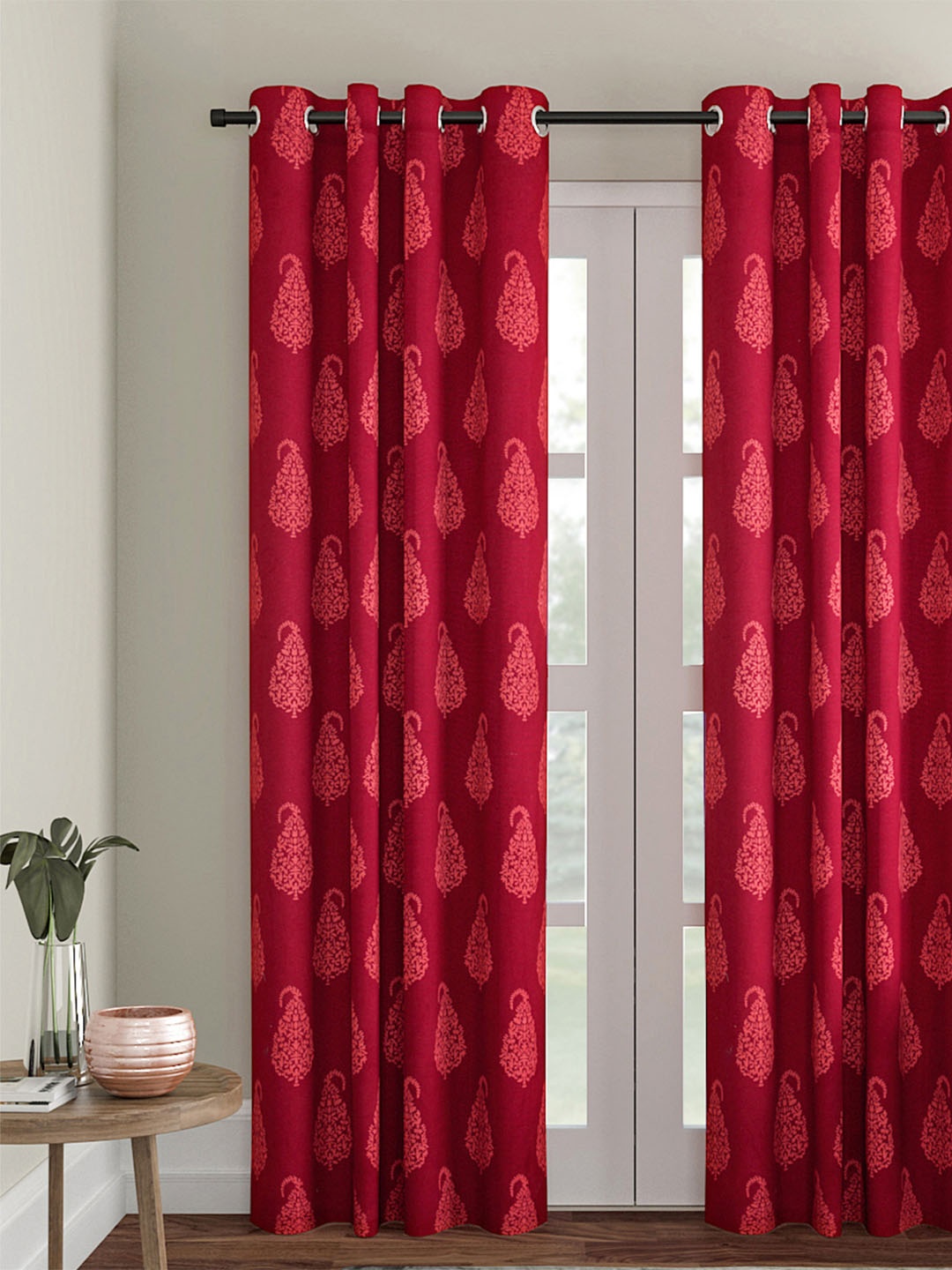 

Soumya Maroon Single Ethnic Motif Print Room Darkening Door Curtain