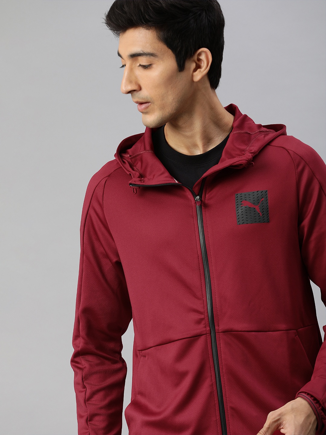 

Puma Men Maroon Solid Tec Sports FZ Sporty Track Jacket
