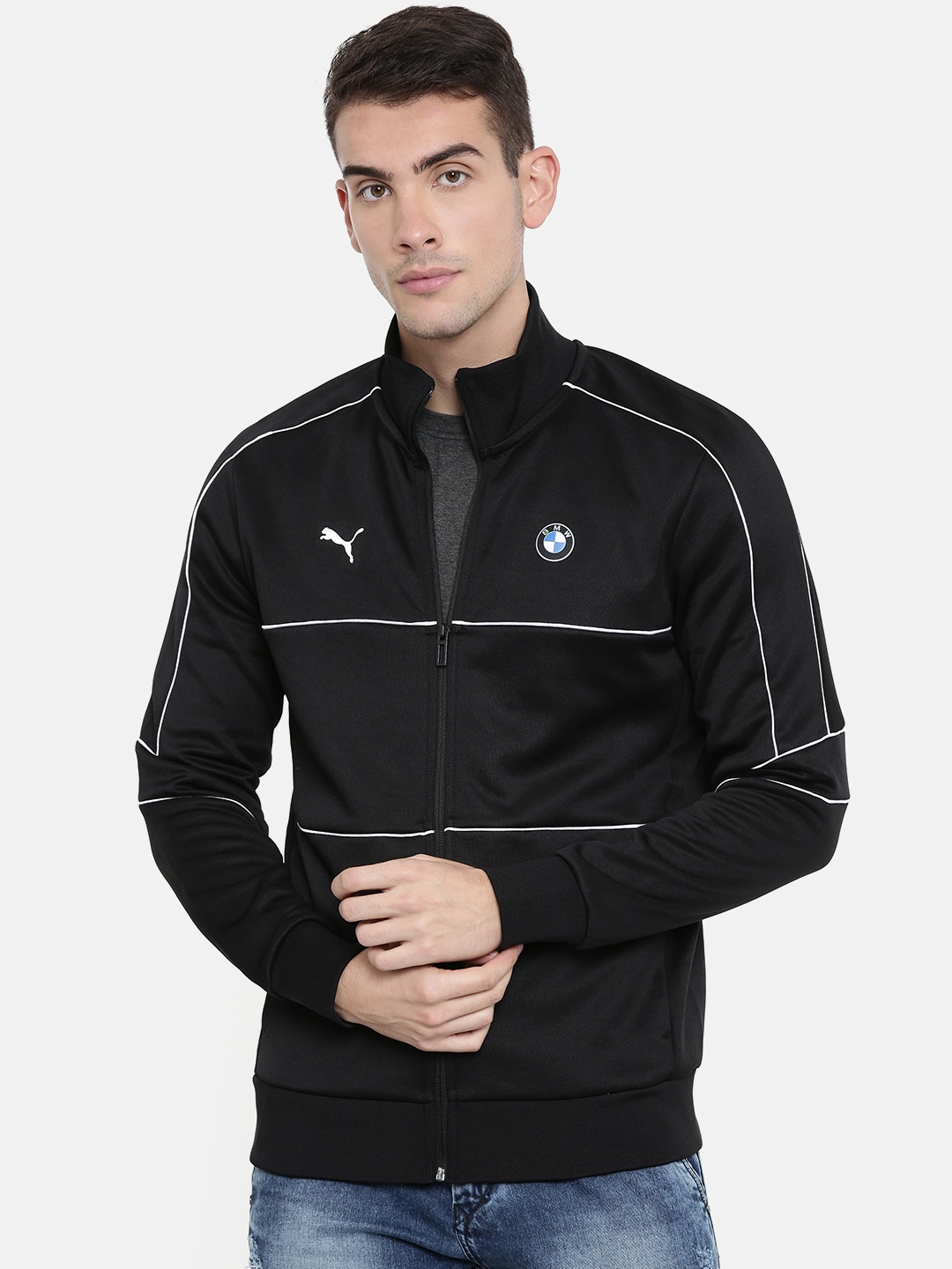 

PUMA Motorsport Men Black Solid BMW MMS T7 Sporty Track MSP Jacket