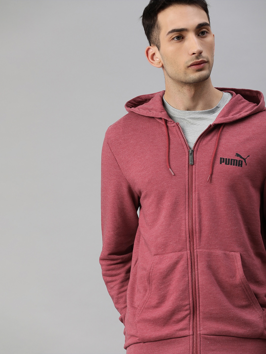 

Puma Men Maroon Solid ESS+ FZ Hoody FL Track Sweatshirt