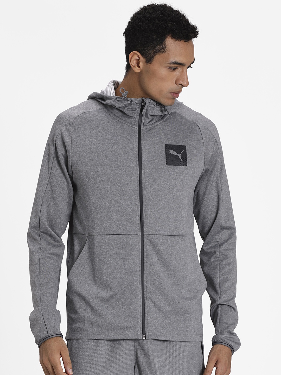 

Puma Men Grey Solid Tec Sports FZ Hoody Sporty Track Jacket
