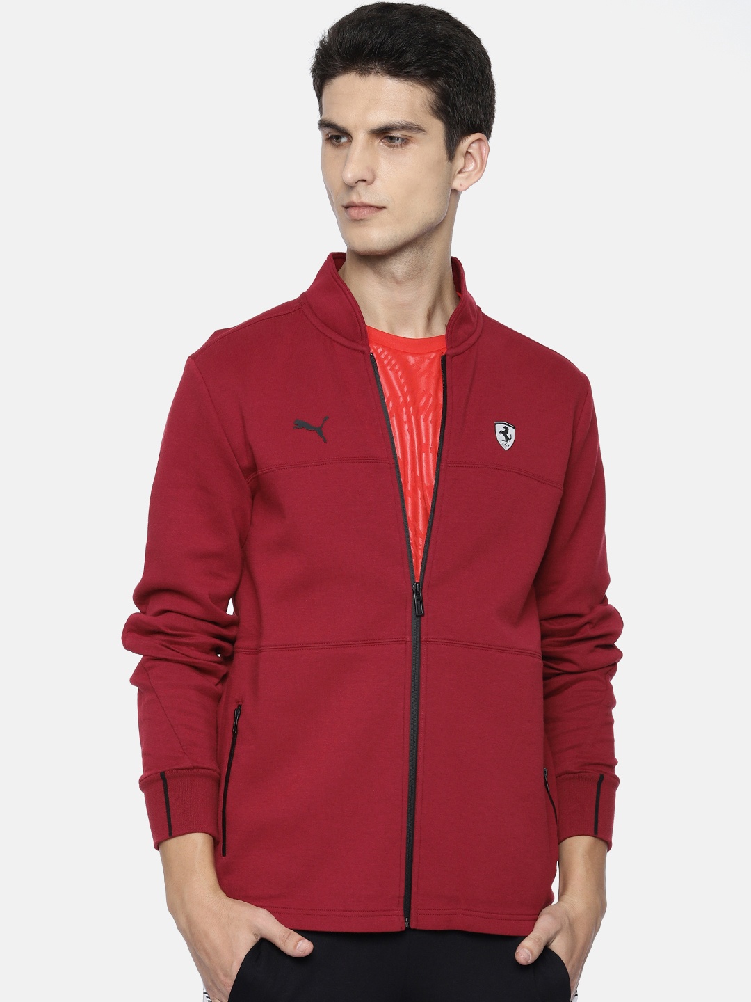 

PUMA Motorsport Men Red Solid Ferrari Hooded Motorsport Jacket