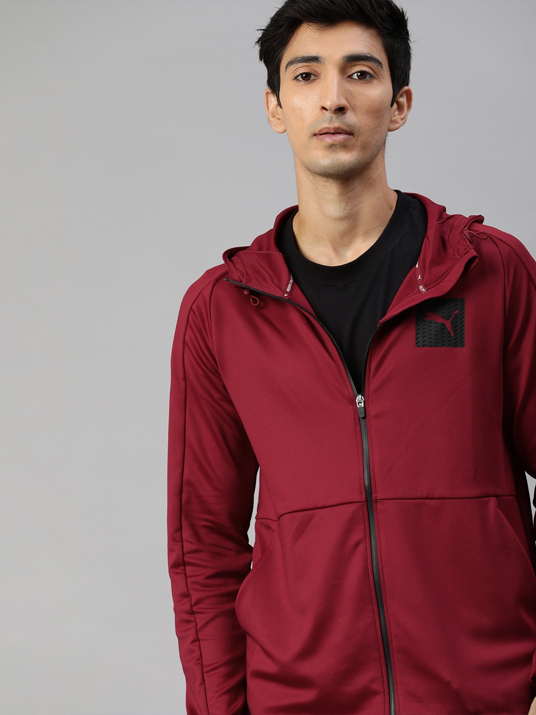 

Puma Men Maroon Solid Tec Sports FZ Sporty Track Jacket