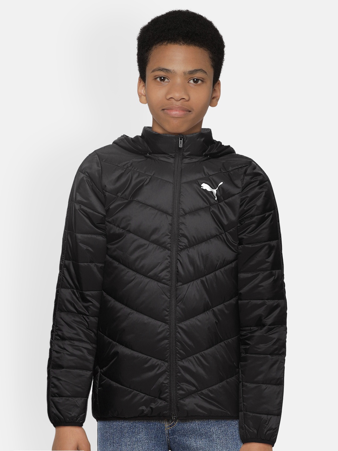 

Puma Boys Black Self Design Padded Jacket