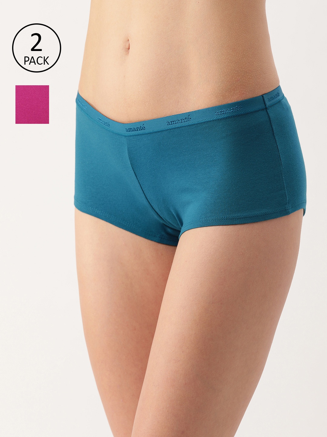 

Amante Women Pack of Two Solid Boyshorts PPK62001-C305, Teal