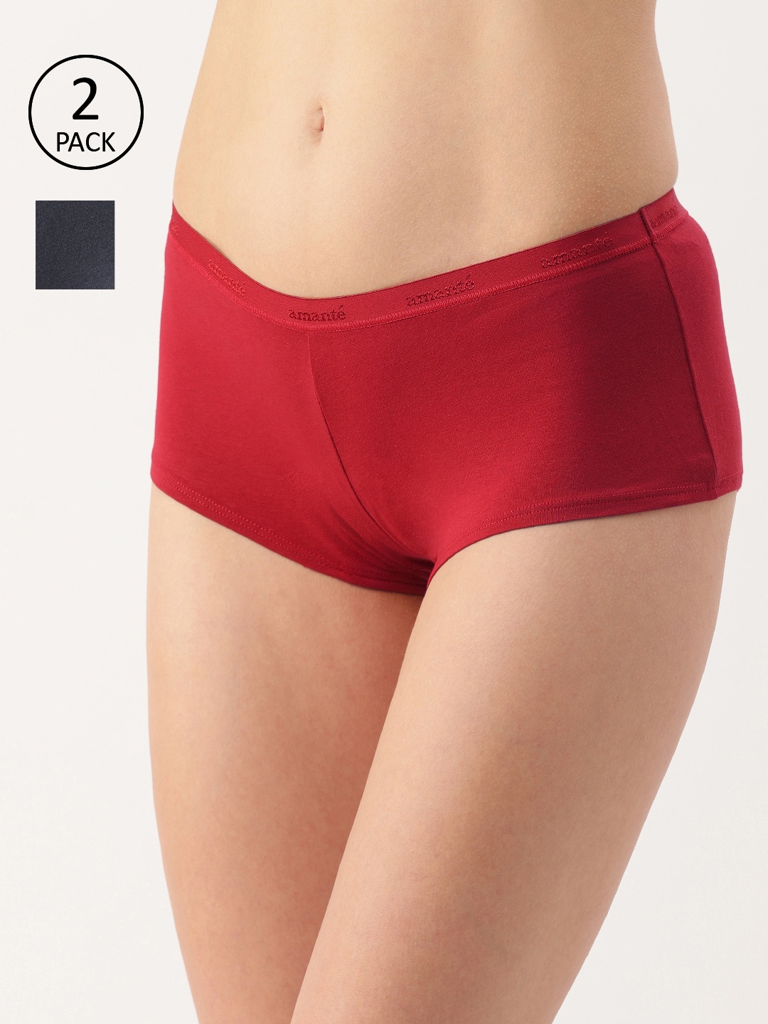 

Amante Women Pack of Two Solid Boyshorts PPK62001-C303, Charcoal