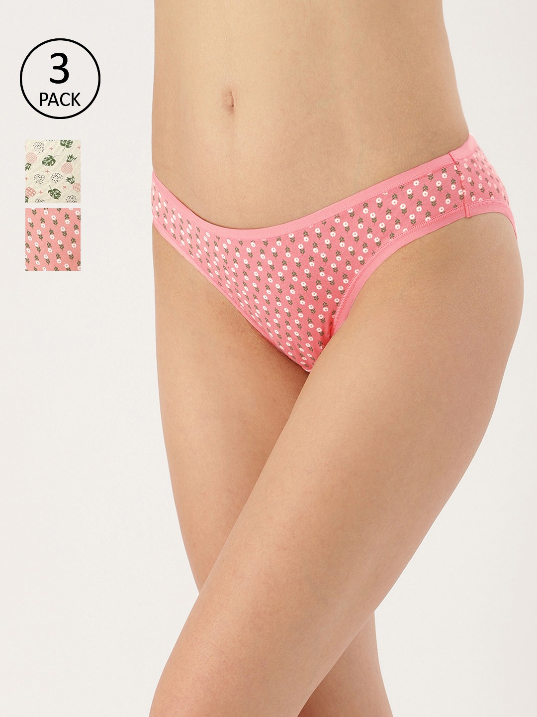 

Amante Women Pack of 3 Printed Bikini Briefs PPK33102-C307, Cream