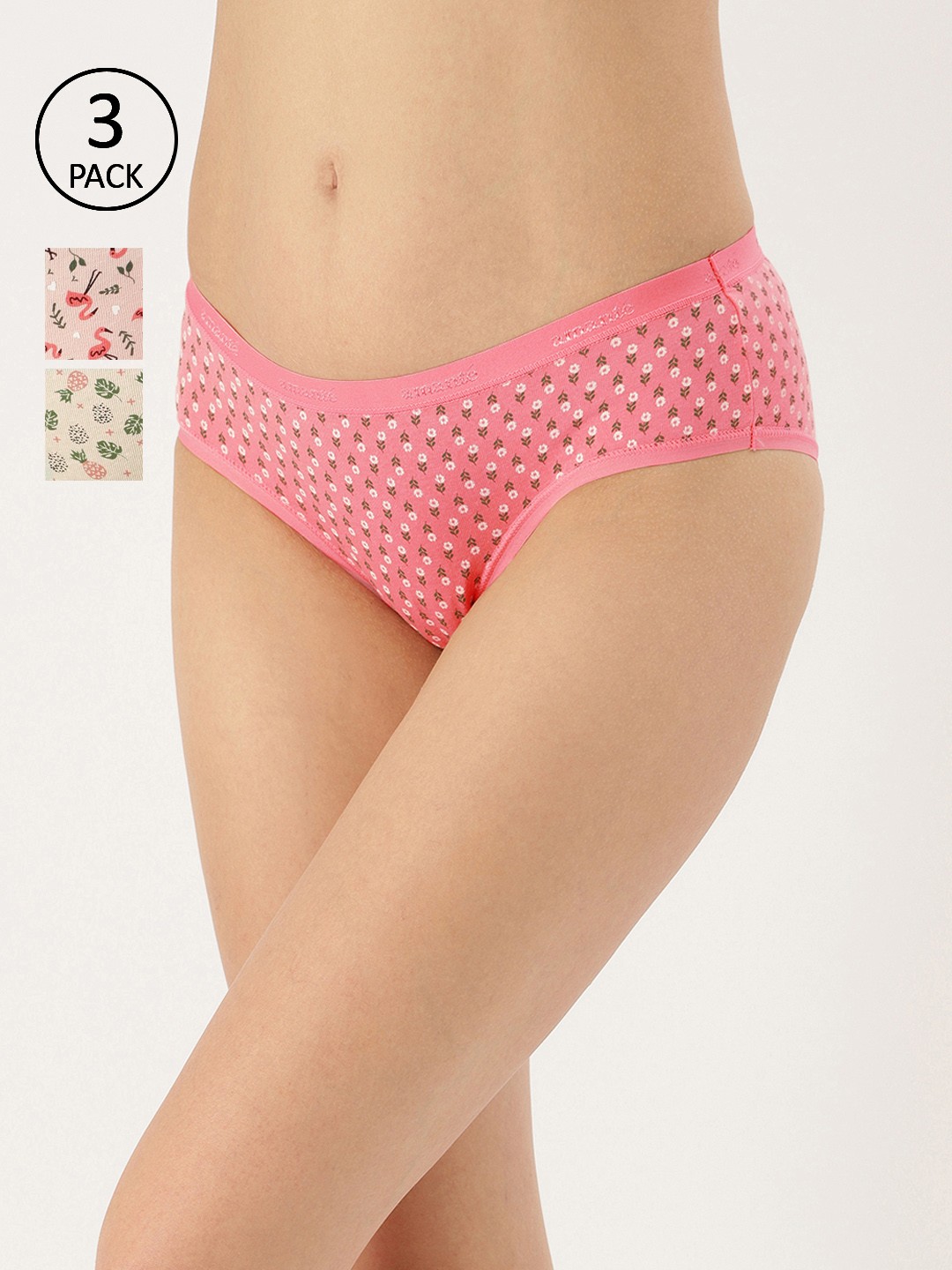 

Amante Women Pack of 3 Printed Low-Rise Hipster Briefs PPK43101-C307, Cream