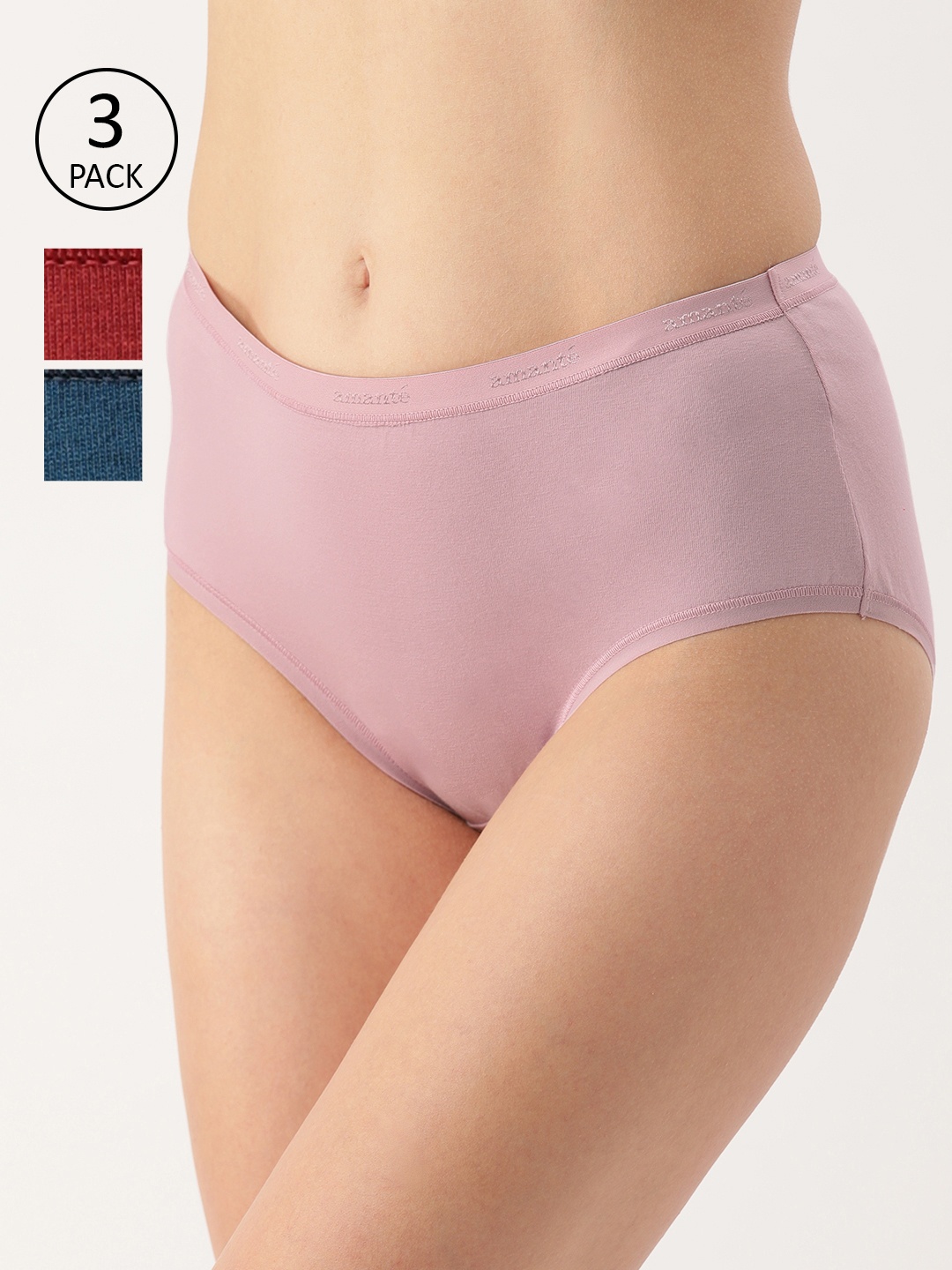

Women Pack of 3 Solid High Rise Full Briefs PPK53001, Pink