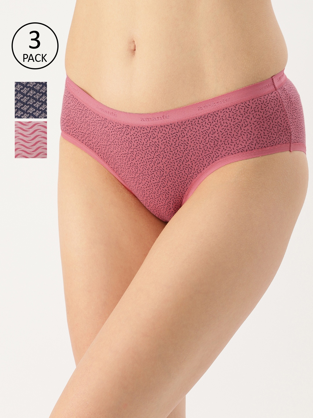 

Amante Women Pack of 3 Hipster Briefs PPK43101, Pink