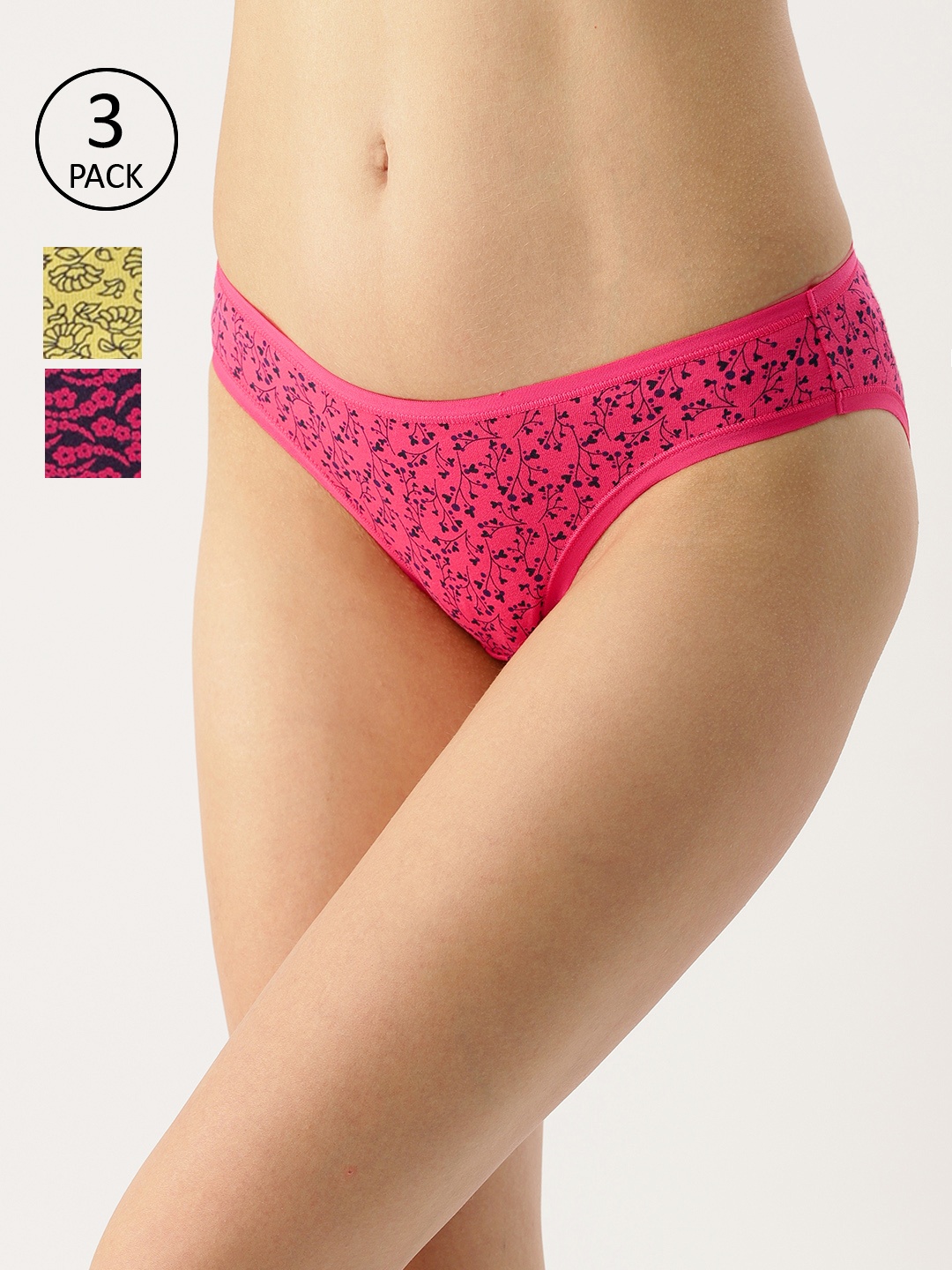 

Amante Women Printed Pack of 3 Low Rise Bikini Briefs PPK33102, Pink