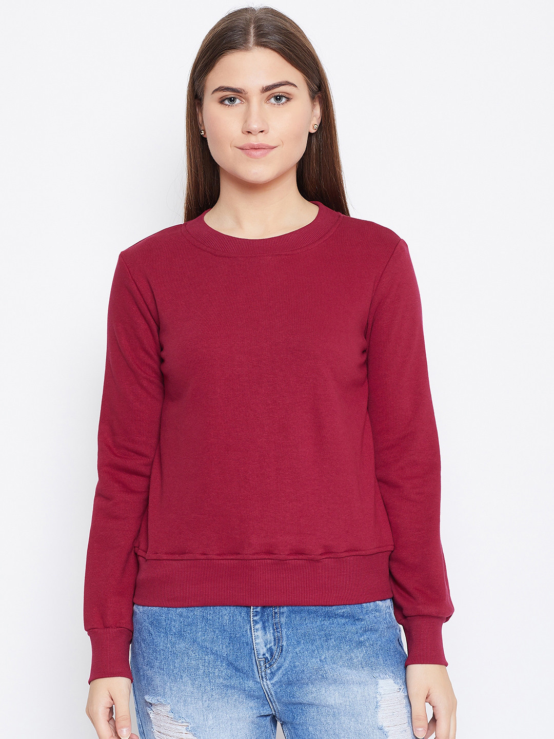 

Alsace Lorraine Paris Women Magenta Solid Sweatshirt