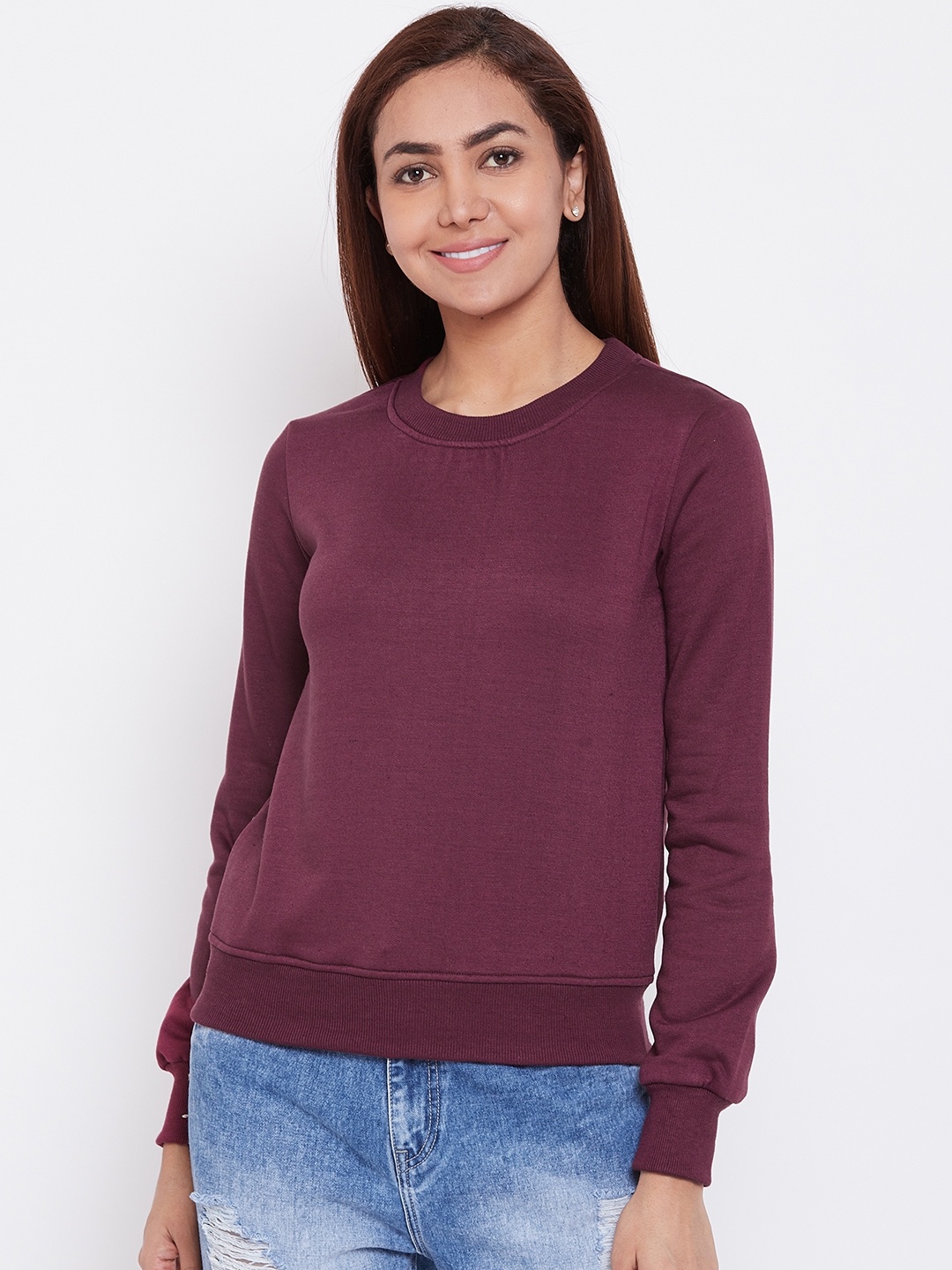 

Alsace Lorraine Paris Women Aubergine Solid Sweatshirt, Purple