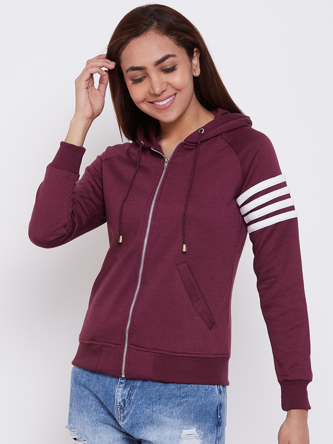 

Alsace Lorraine Paris Women Purple Solid Hooded Sweatshirt