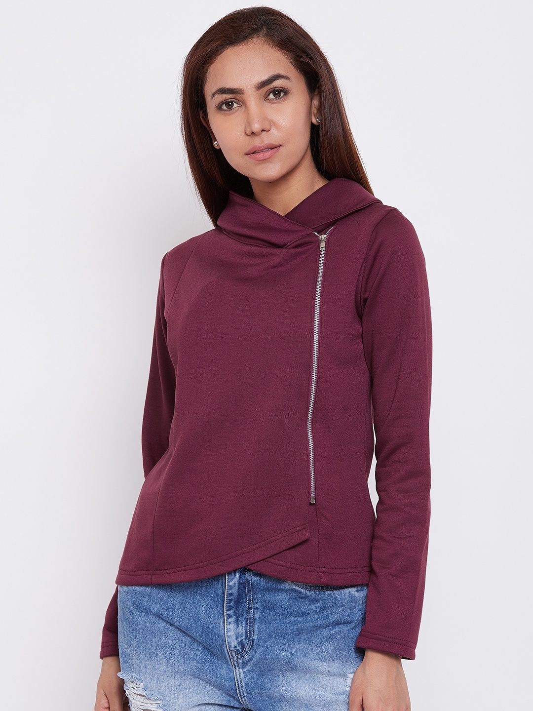 

Alsace Lorraine Paris Women Burgundy Solid Sweatshirt