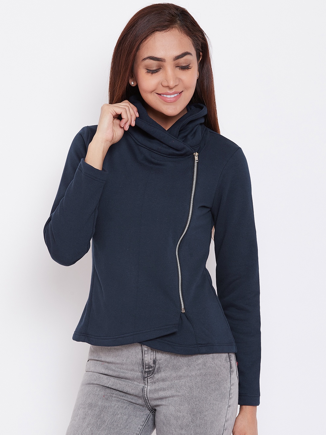 

Alsace Lorraine Paris Women Navy Blue Solid Sweatshirt