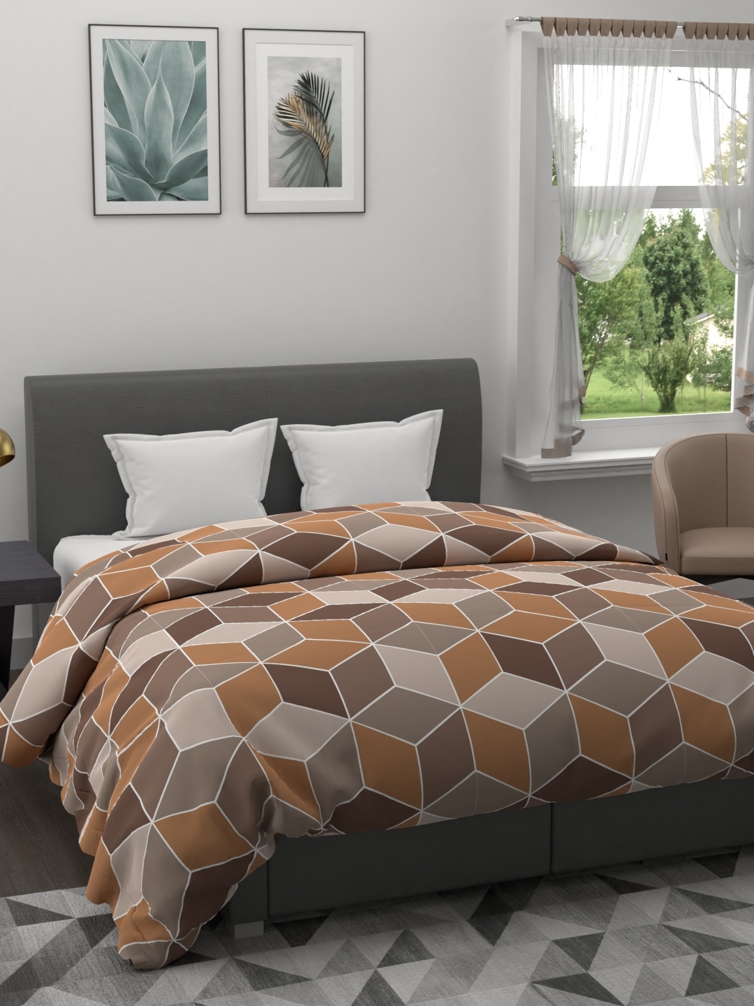 

BIANCA Brown Geometric AC Room 120 GSM Double Bed Comforter