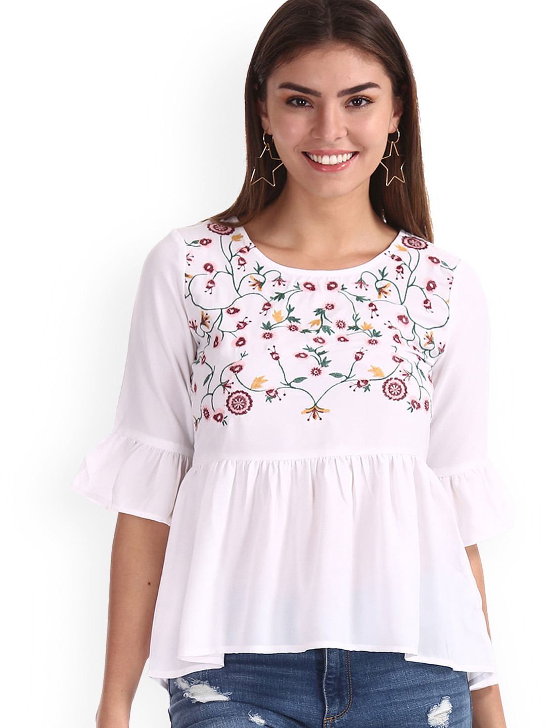 

Sugr Women White Self Design Top