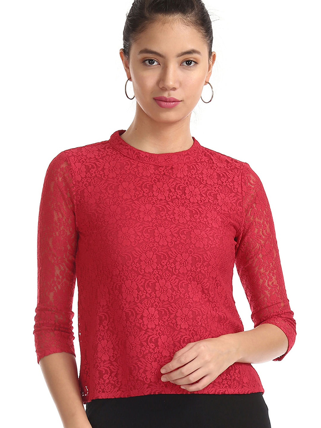

Sugr Women Red Self Design Top