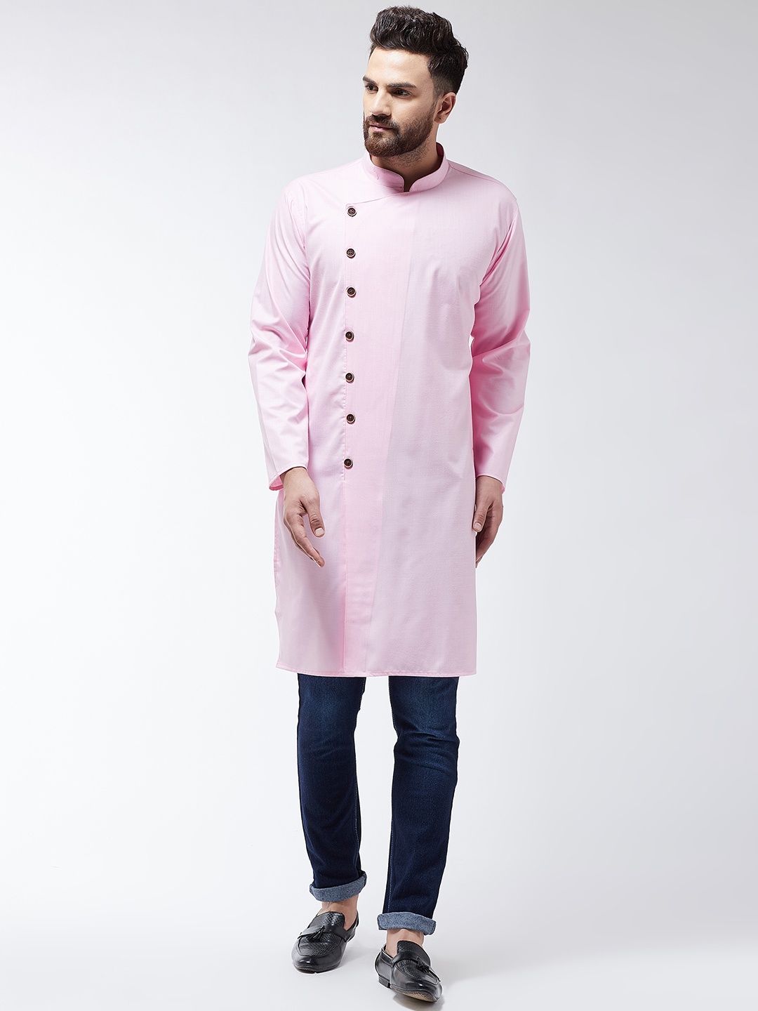 

SOJANYA Men Pink Solid Straight Kurta