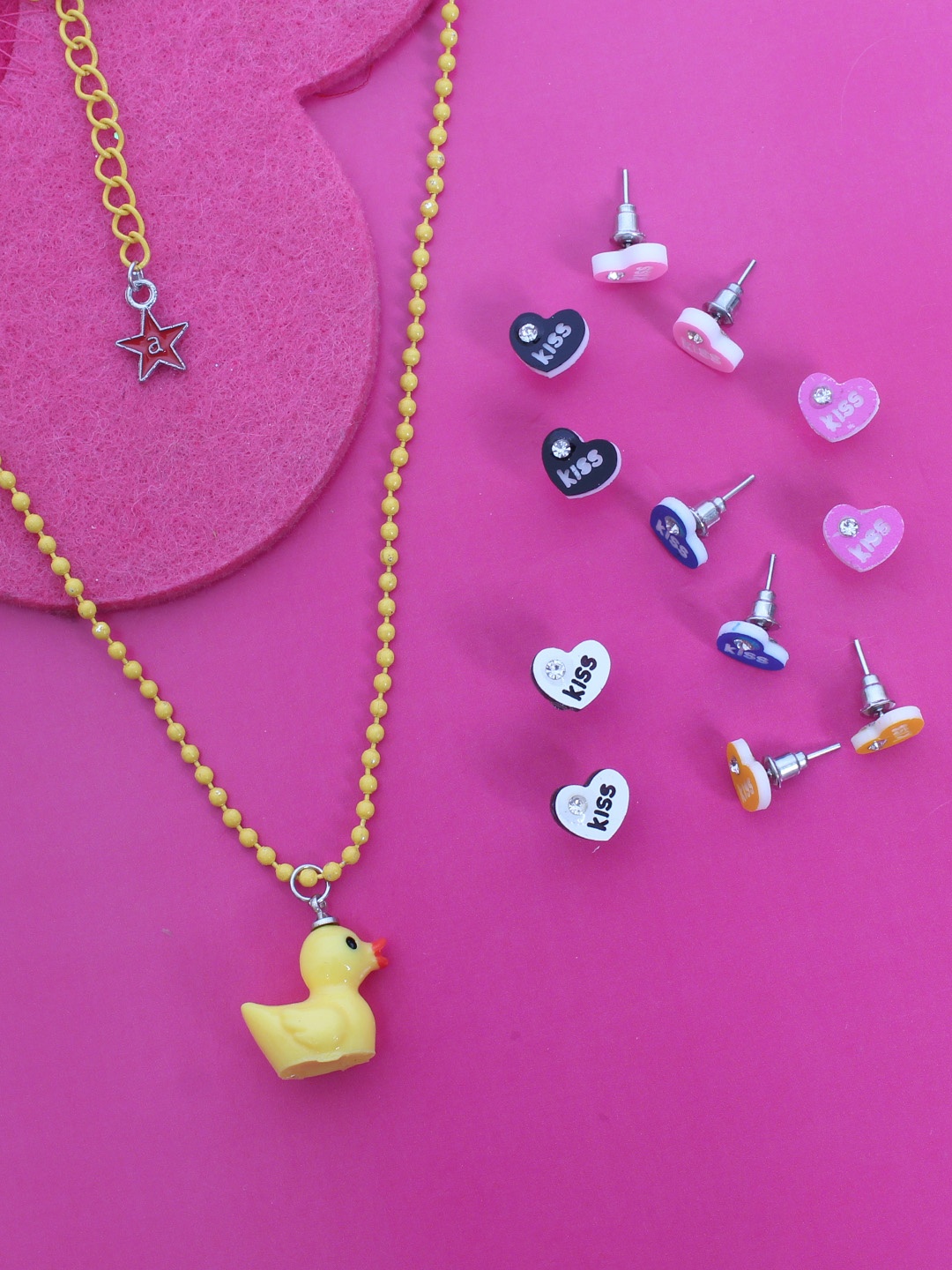 

lil' star Girls Set of Ducky Pendant With Chain & 6 pairs of Earrings, Multi