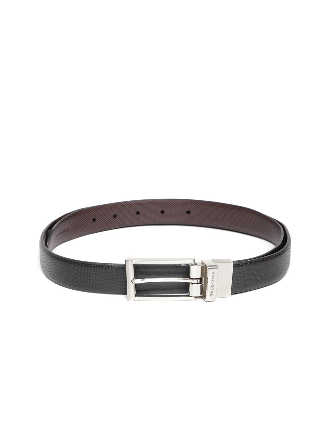 

Peter England Men Black & Brown Textured Reversible Belt