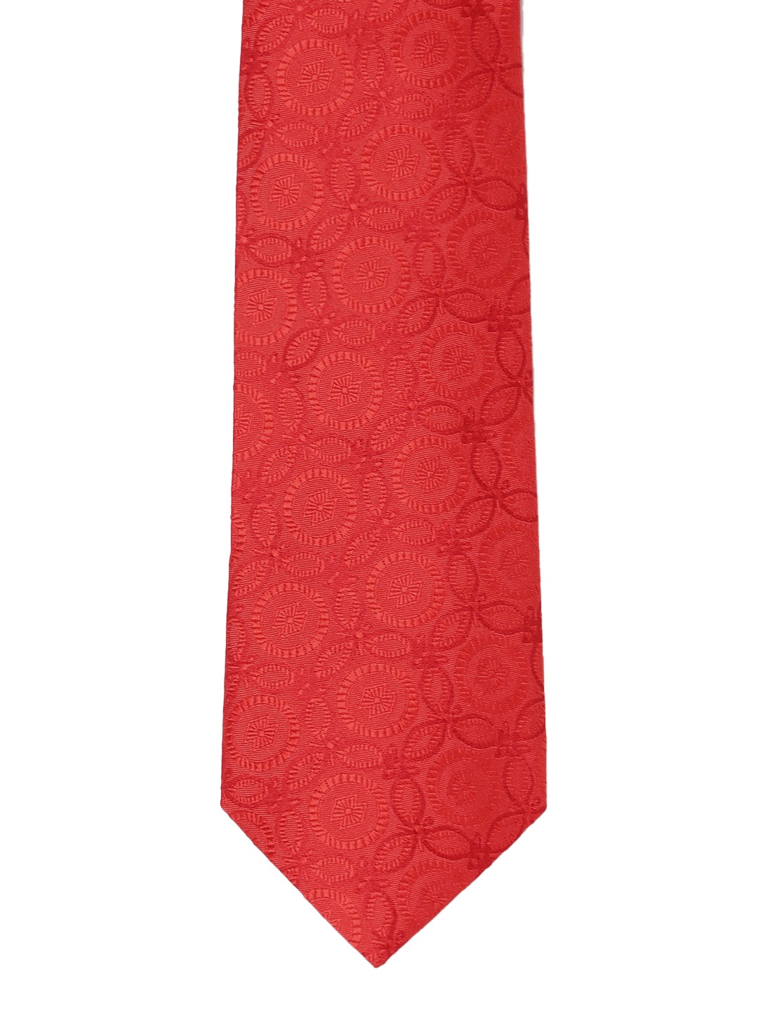 

Peter England Red Woven Design Broad Tie