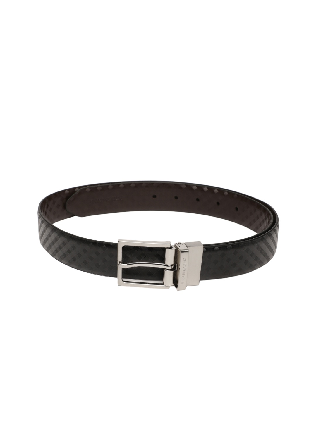 

Peter England Men Black & Brown Textured Reversible Belt