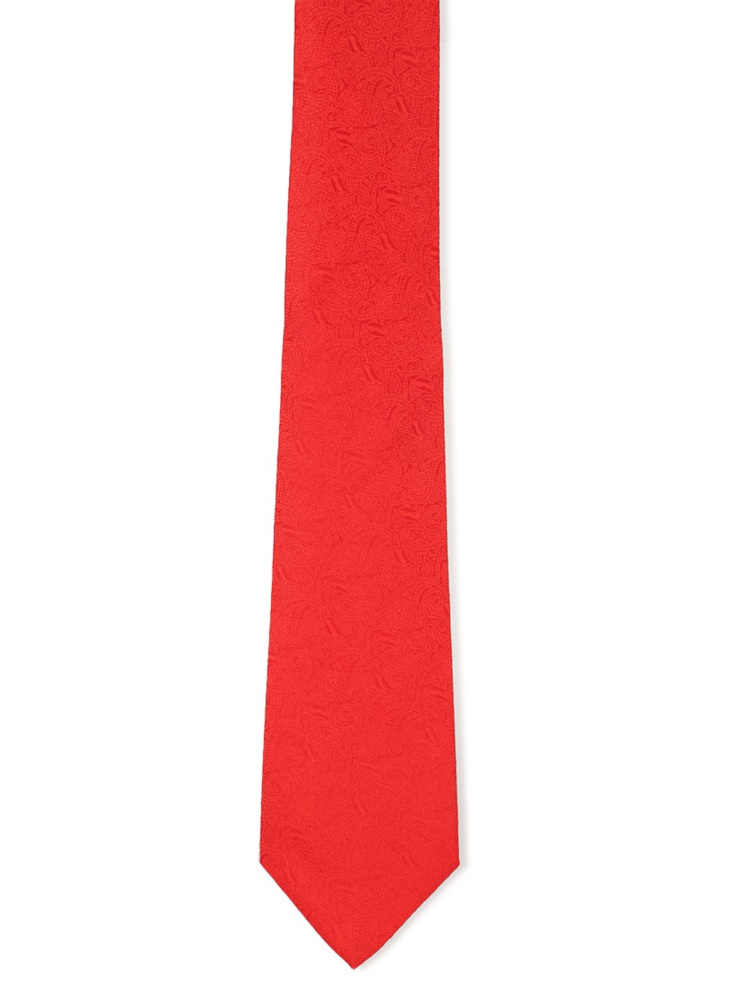 

Peter England Men Red Woven Design Broad Tie