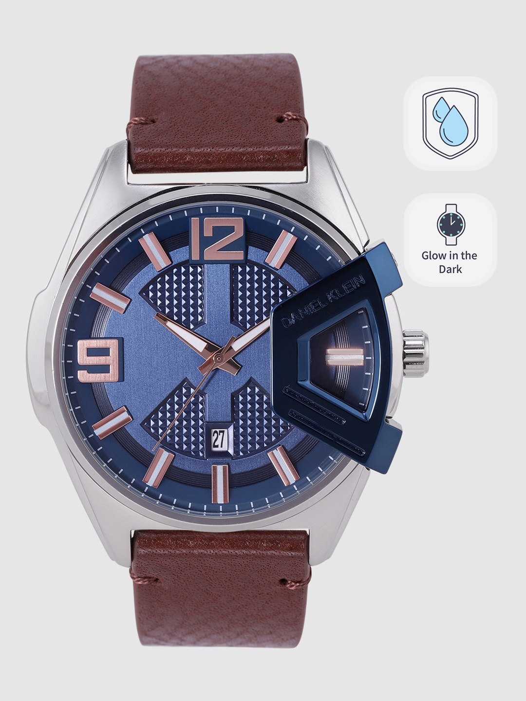 

Daniel Klein Men Navy Textured Analogue Watch DK12234-6, Navy blue