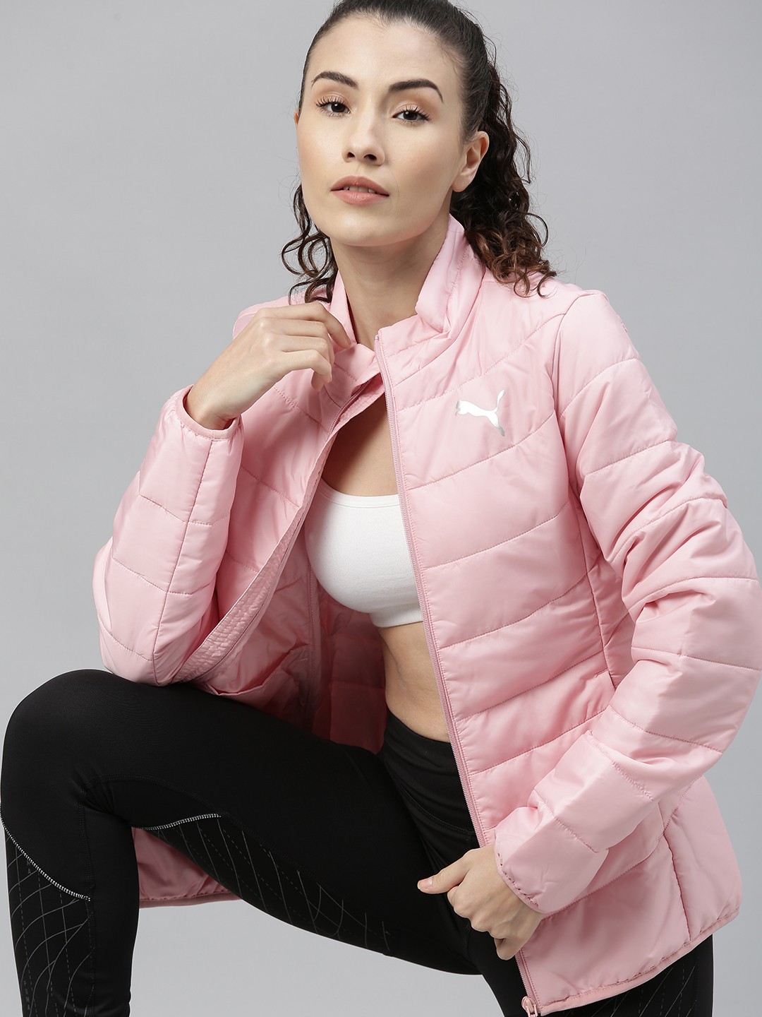 

Puma Women Pink Solid Padded Jacket