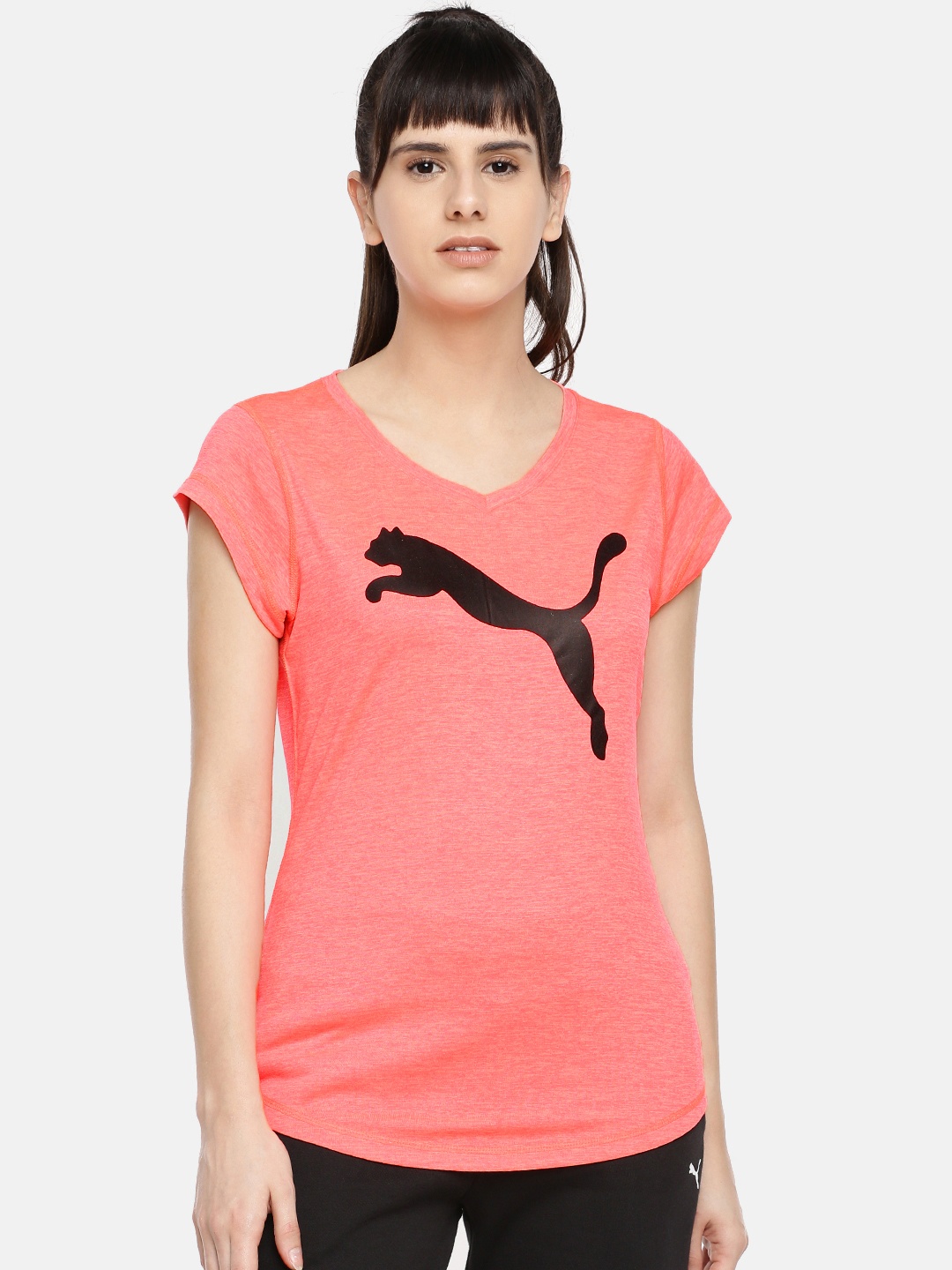 

Puma Women Pink Heather Cat Alert Solid Tee