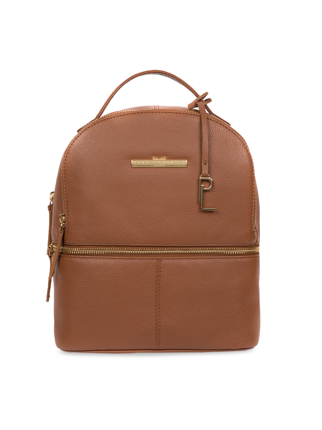 

PURE LUXURIES LONDON Women Tan Brown Solid Genuine Leather Hayes Backpack