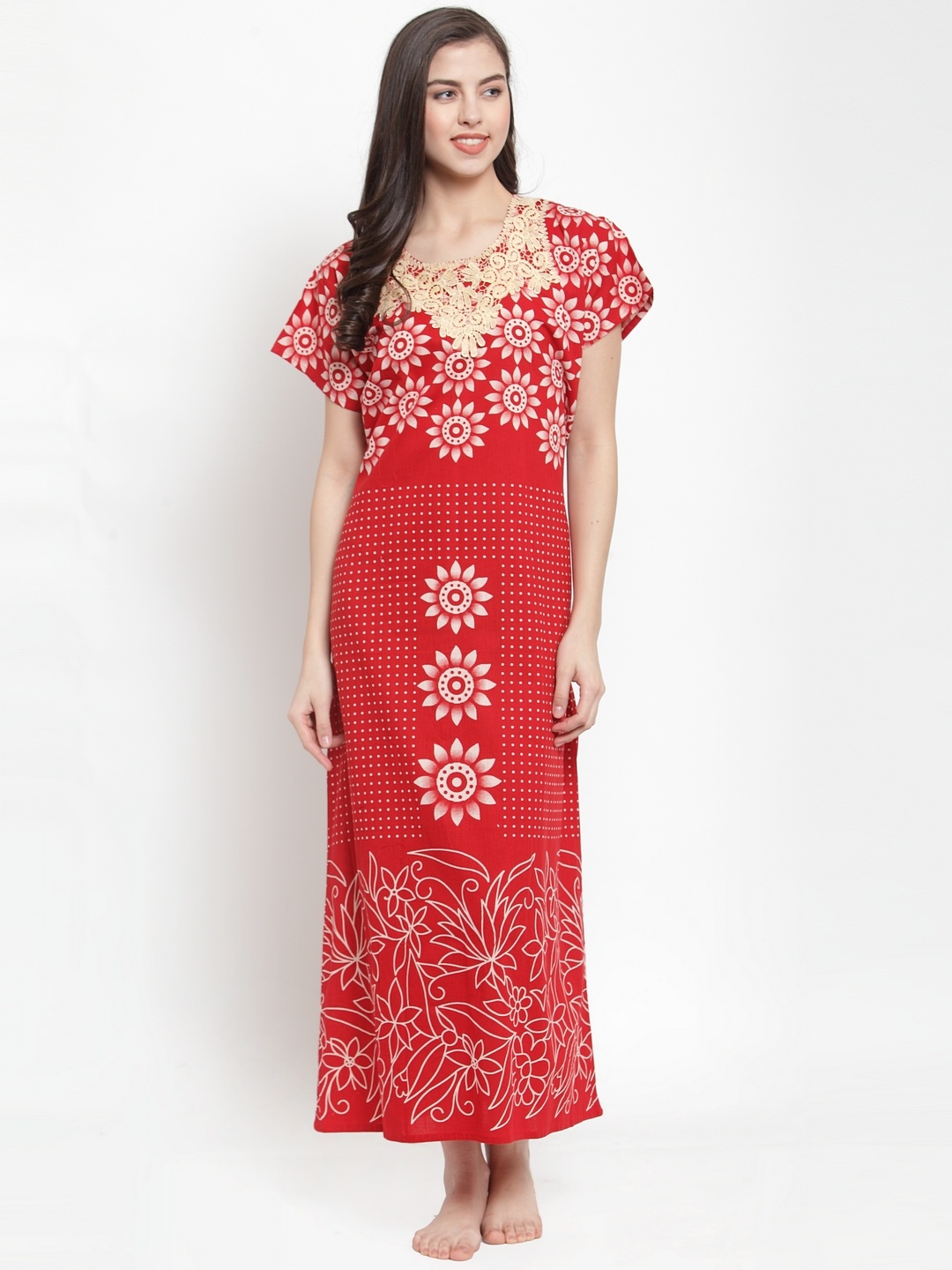 

Secret Wish Red Printed Nightdress NT-E151-707