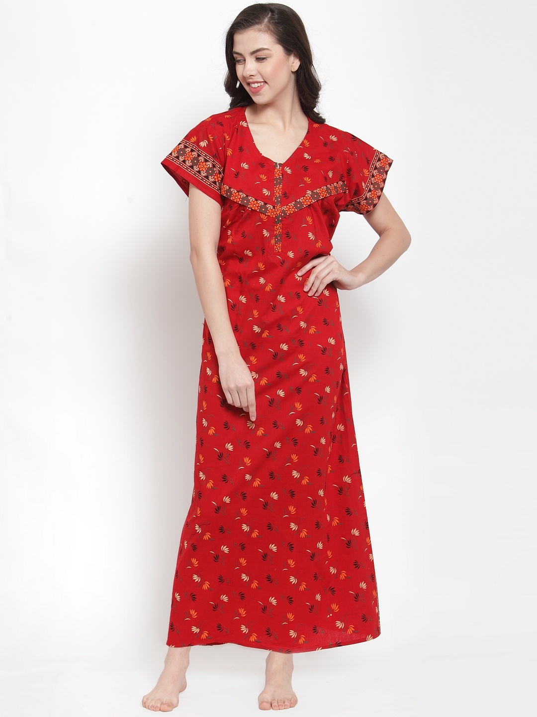 

Secret Wish Red Printed Maternity Nightdress NT-E182-761