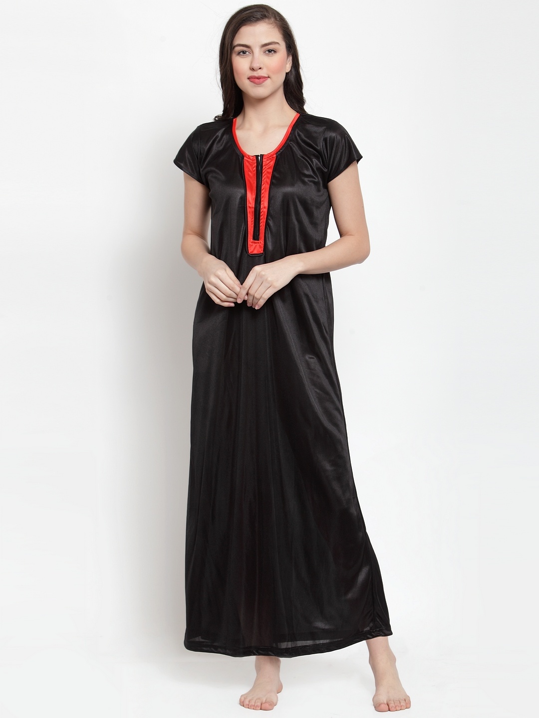 

Secret Wish Black Solid Nightdress NT-E159-719