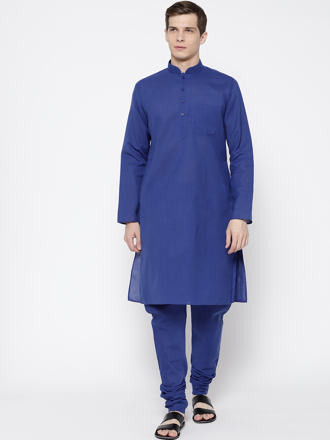 

SG LEMAN Men Blue Solid Kurta with Churidar
