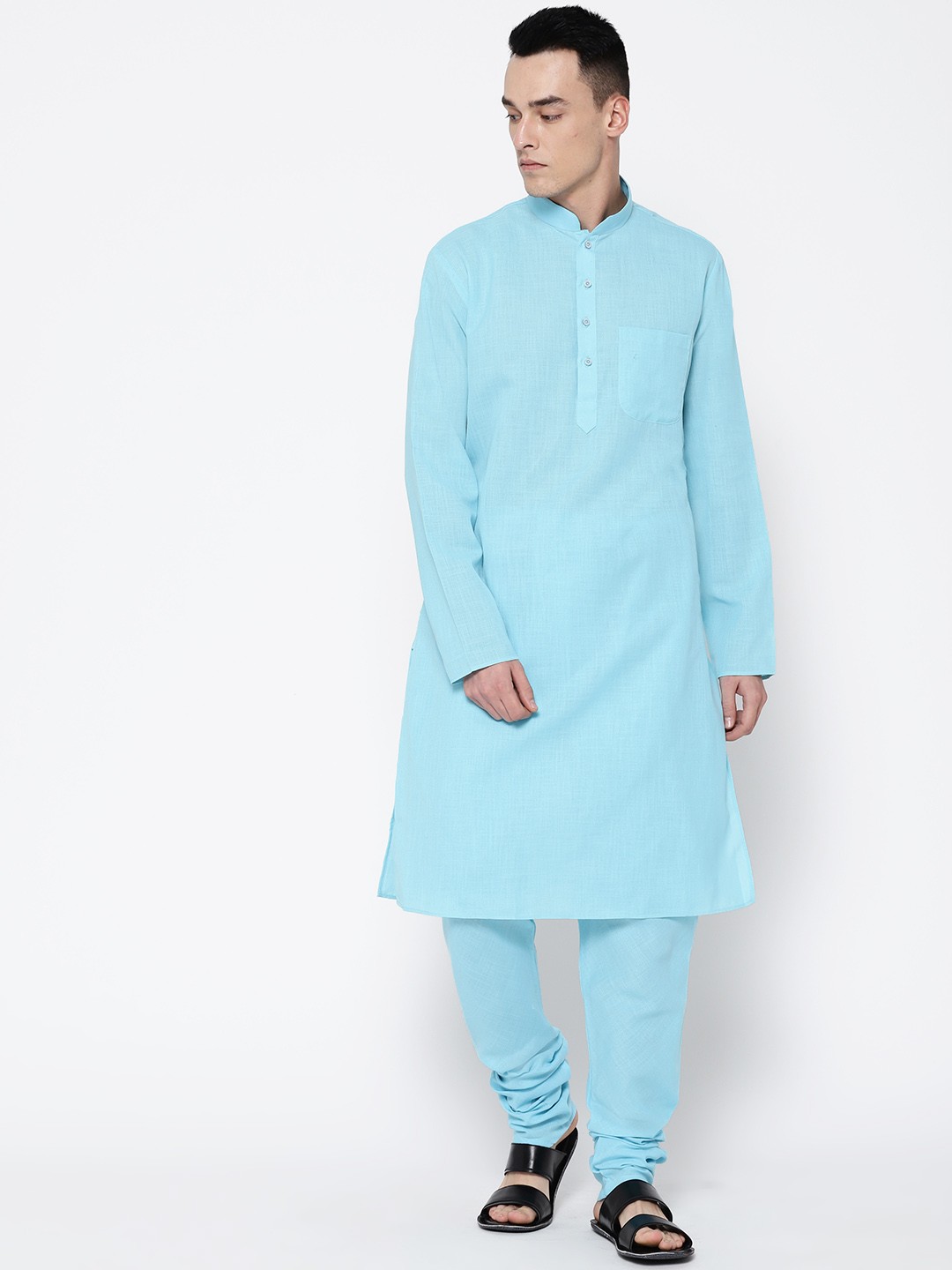 

SG LEMAN Men Blue Solid Kurta with Churidar