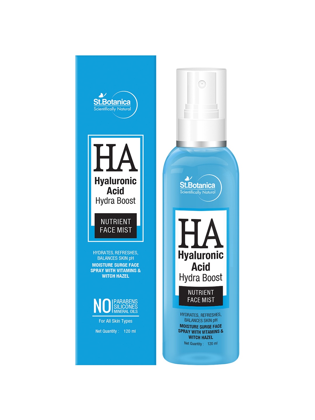 

StBotanica Hyaluronic Acid Hydra Boost Nutrient Face Mist 120ml, Blue