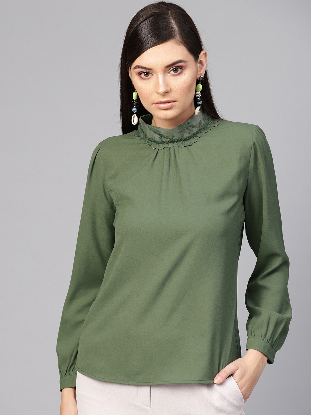 

SASSAFRAS Women Green Solid Top