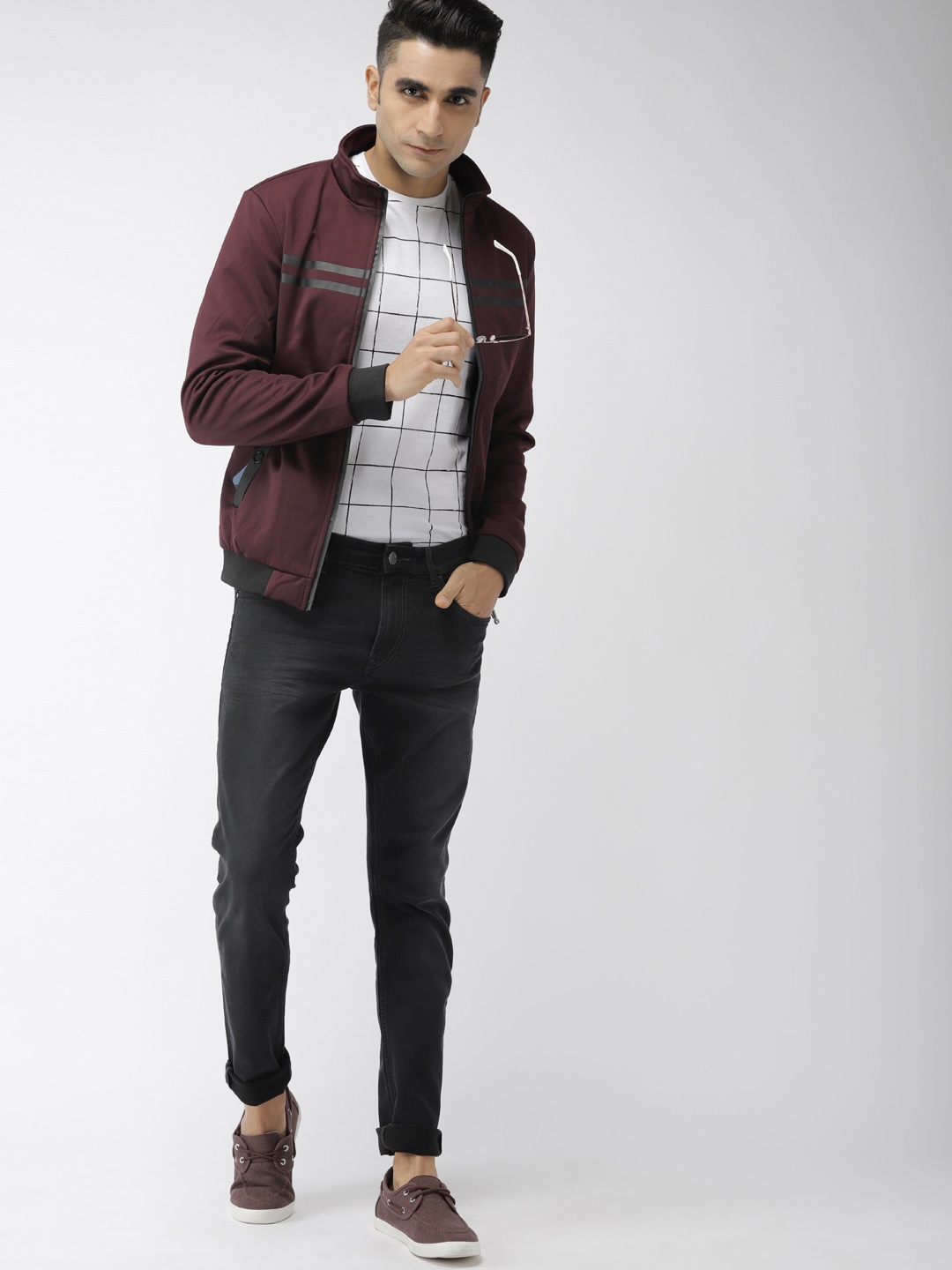 

The Indian Garage Co Men Burgundy Solid Bomber Jacket